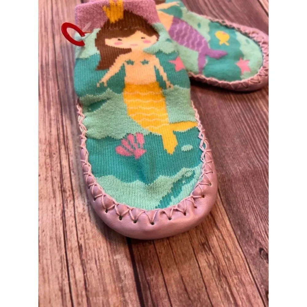 Powell Craft Baby Mermaid Soft Sole Shoes 0-6M Purple Teal Crib Slippers